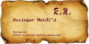 Rozinger Metód névjegykártya